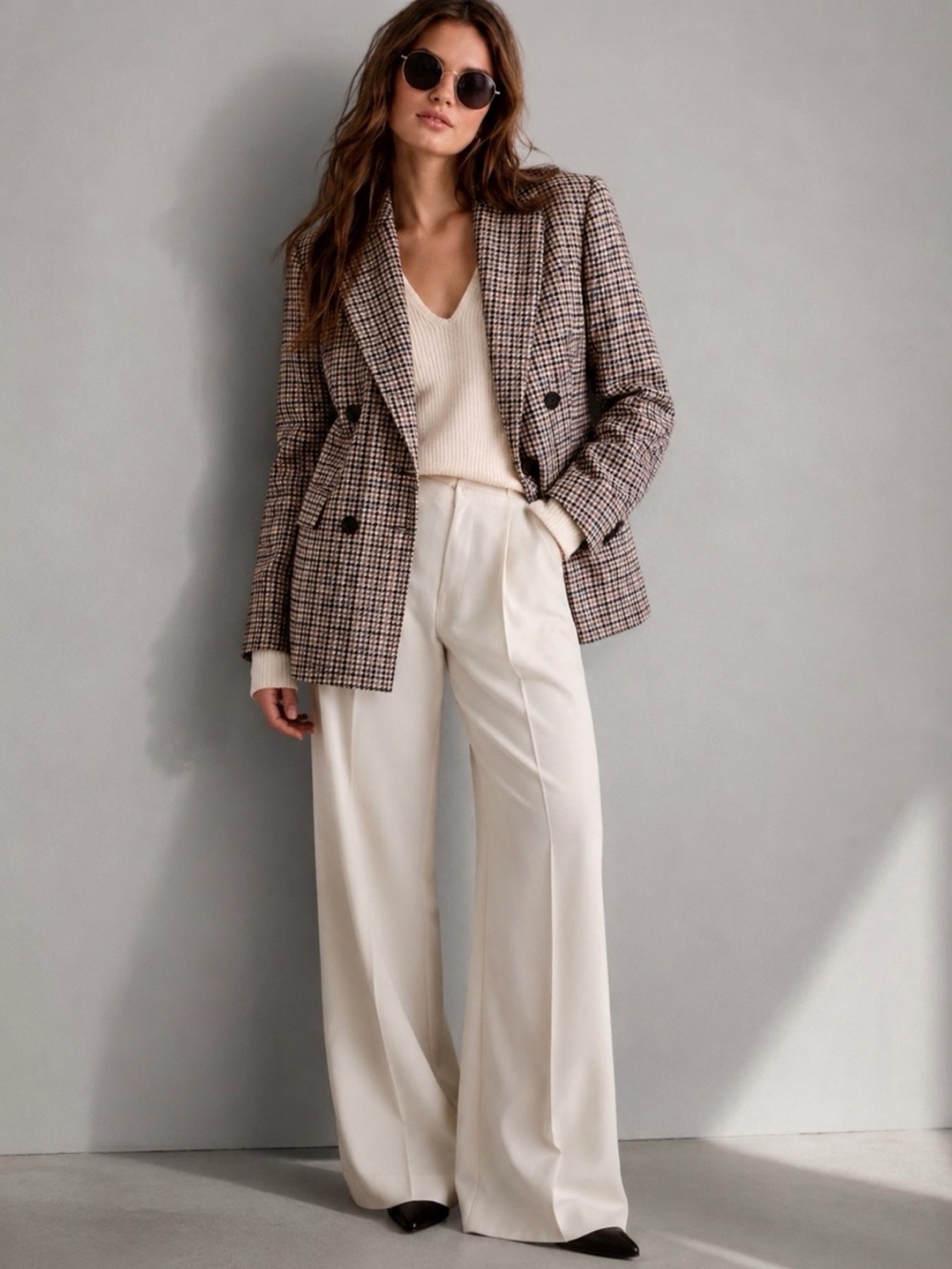 Aritzia WILFRED Margaux Oversized Houndstooth Double Breasted Blazer - Picture 8 of 10